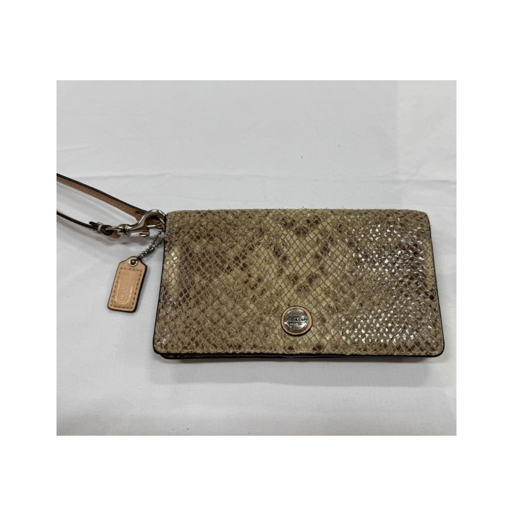 Coach Brown/Cream Python Wallet Wristlet - image 1
